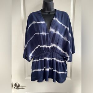 Mustard Seed NWT Navy and White Tie-Dye Kimono Top Women’s Size Large